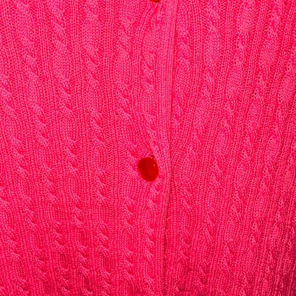 Talbots Womens Cable Knit Cardigan Size M Button Down Pink Pima Cotton Career - Picture 6 of 7